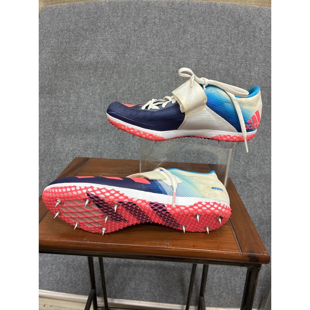 Adidas Adizero Javelin Track Field Spikes Navy Cyan Solar Red 7.5